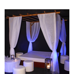Ibiza Lounge - matelas 200 x 200 cm et pergola avec voilages
