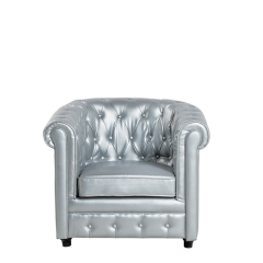 Fauteuil Chesterfield argent l 82 P 75 H 75 cm