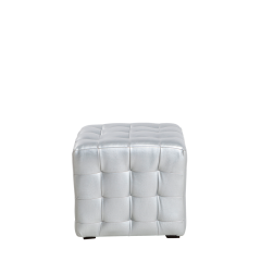 Pouf Chesterfield argent 44 x 44 cm H 42 cm