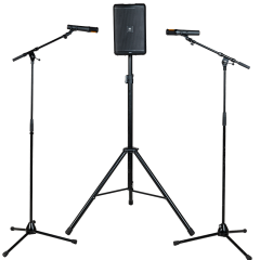 Sono : 1 enceinte - 2 pieds de micro - 2 micros