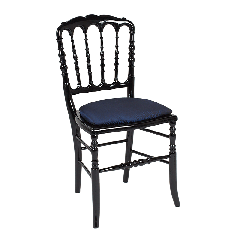 Chaise Napol&eacute;on III noire fixe Toscane bleu nuit