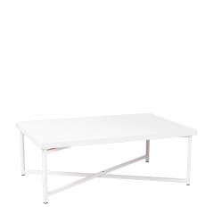 Table basse crois&eacute;e blanche plateau blanc 64 x 101 cm H 35 cm