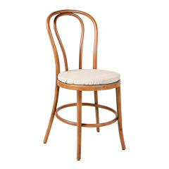 Chaise Bistrot teinte noyer avec galette lin ficelle