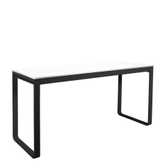 Table haute noire plateau blanc 80 x 230 cm H 110 cm
