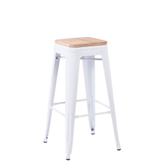 Tabouret industriel avec assise bois H 78 cm