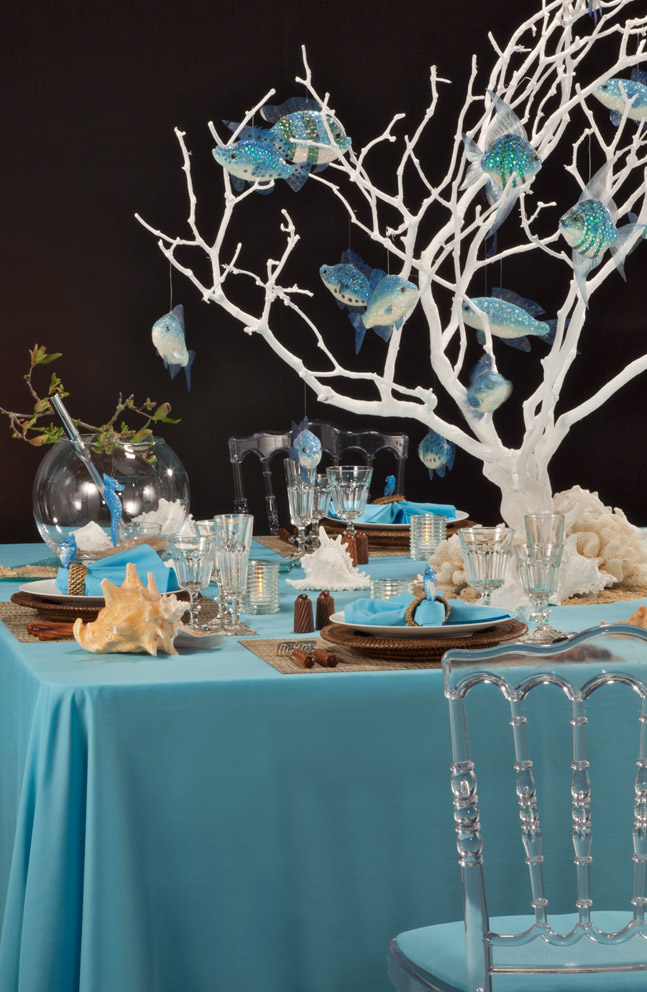 Décoration de table nature bleue