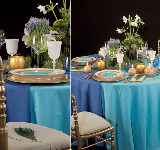 Décoration de table bleue et dorée