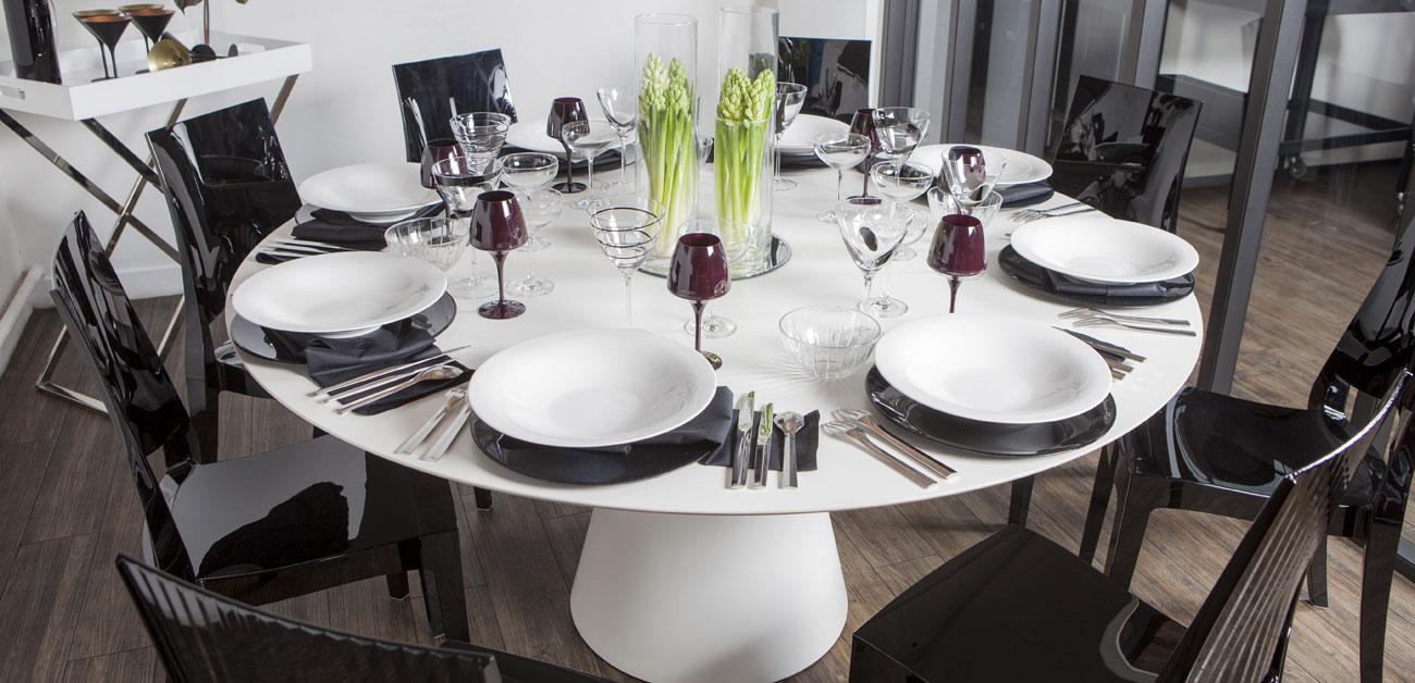 déco de table style grand chef, noir et blanc, art de la table