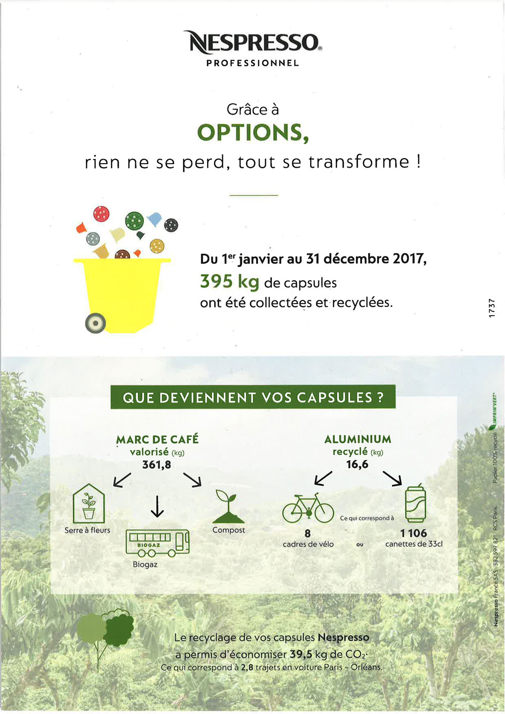 Certificat de recyclage Nespresso